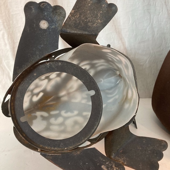 Steampunk Cat Welcome Art Metal Cat  Lantern Welded W/ Green Glass Eyes - Picture 7 of 16